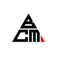 BCM triangle letter logo design with triangle shape. BCM triangle logo design monogram. BCM triangle vector logo template with red color. BCM triangular logo Simple, Elegant, and Luxurious Logo. BCM 