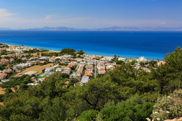 Naklejka na ściany i meble View of the Ialisos city on Rhodes island,greese,mediterranean,Europe