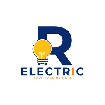 Modern Initial Letter R Smart Light Bulb Logo Design Vector Graphic Icon Template
