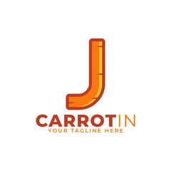 Initial Letter J Carrot Logo Design Vector. Designed for Web Site Design, Logo, App, UI