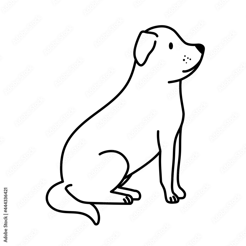 Canvas Prints dog seated line style