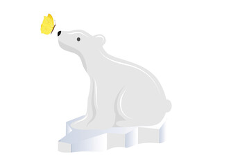 Eisbär beobachtet einen Schmetterling