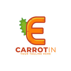 Initial Letter E Carrot Logo Design Vector. Designed for Web Site Design, Logo, App, UI