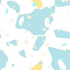 Terrazzo seamless pattern. Blue classic flooring