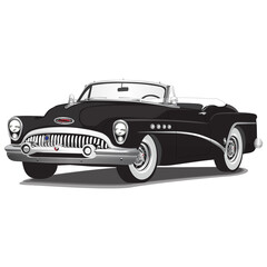 1950's Black Vintage Classic Car Illustration