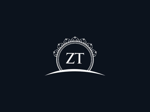 Luxury ZT Letter, initial Black zt Logo Icon Vector For Hotel Heraldic Jewelry Fashion Royalty With Brand Identity and Print Template Image