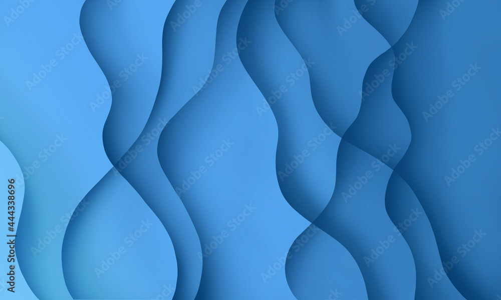 Aufkleber abstract fluid background in blue. layered 3d background forming realistic wavy paper. pretty artist