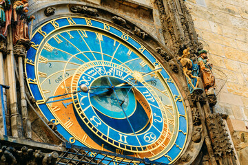 Astronomical Clock In Prague, Czech Republic. Close Up Photo