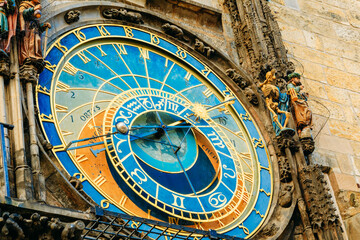 Astronomical Clock In Prague, Czech Republic. Close Up Photo