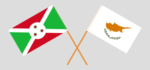 Crossed flags of Cyprus and Burundi. Official colors. Correct proportion