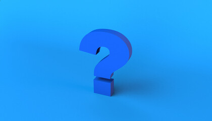 Question mark on blue background. 3D illustration.