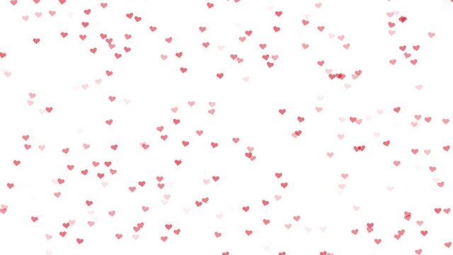 Beautiful and lovely small heart shapes pattern animation background. Isolated on white.