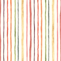  Striped watercolor seamless pattern, abstract vertical stripes on ivory background, print texture. © Nikole