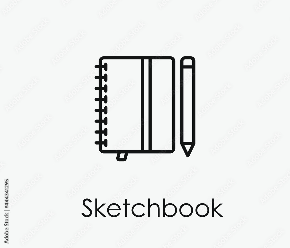 Poster sketchbook vector icon. editable stroke. symbol in line art style for design, presentation, website 