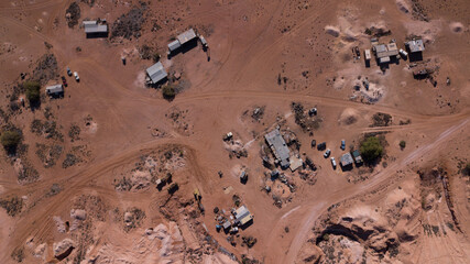 Aerial view of Opal mines in Cobber Pedy, Australia.
