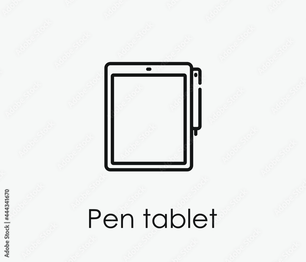 Poster pen tablet vector icon. editable stroke. symbol in line art style for design, presentation, website 