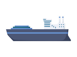 Obraz premium Large industrial steamer. Cargo ship side view isolated on white background. Commercial ship, for ocean water, shipping industry. Isolated transport icon