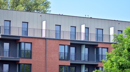 Modern residential building in the city. Beautiful modern architecture.
