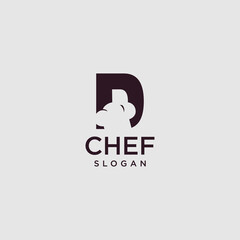 Letter D Chef Logo , Initial Restaurant Cook Vector Design art