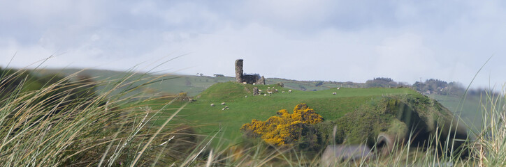 Panoramic photo of Glenariff And Cushendall Castle in Co Antrim Northern Ireland