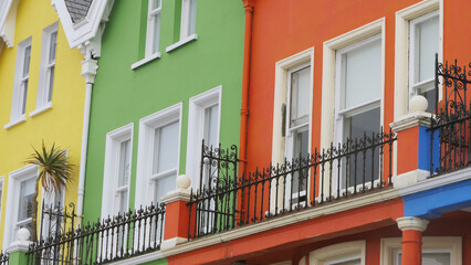 Yellow Red Orange Green Blue sky houses by the sea Whitehead N. Ireland