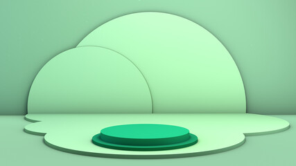 Mockup with geometric shape on abstract background. Empty pedestal for product display. 3D render.