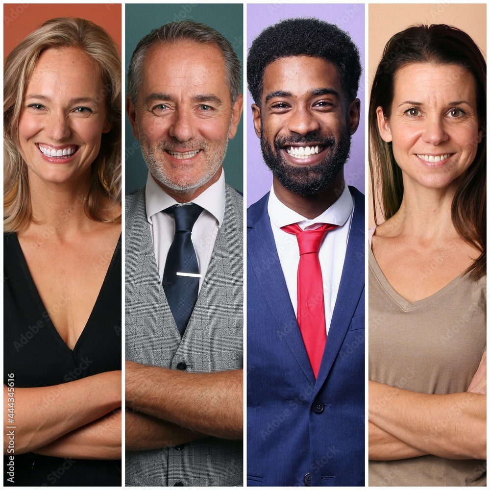 Sticker Group of beautiful people in front of a background