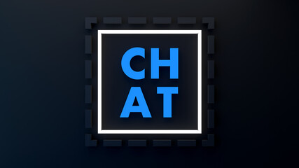 Abstract logo with the word chat. Concept. 3D illustration. Background. Icon.