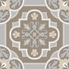 Beige Spanish Tile - Vector Ornamental Illustration