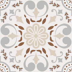 Neutral Beige Spanish Tile - Vector Ornamental Illustration