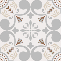 Neutral Beige Spanish Tile - Vector Ornamental Illustration