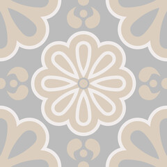 Neutral Beige Spanish Tile - Vector Ornamental Illustration