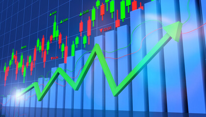 3d illustration of financial investment in the stock market