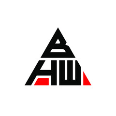 BHW triangle letter logo design with triangle shape. BHW triangle logo design monogram. BHW triangle vector logo template with red color. BHW triangular logo Simple, Elegant, and Luxurious Logo. BHW 
