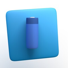 Battery icon on isolated white background. 3D illustration. App.