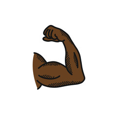 Obraz premium biceps doodle icon, hand drawn vector color line illustration