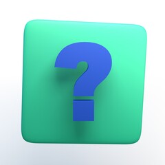 Icon with question mark on isolated white background. 3D illustration. App.
