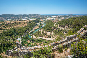 Panoramic view of Alara river and Alara Castle, which had the function to safeguard the caravans...