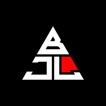 BJL triangle letter logo design with triangle shape. BJL triangle logo design monogram. BJL triangle vector logo template with red color. BJL triangular logo Simple, Elegant, and Luxurious Logo. BJL 