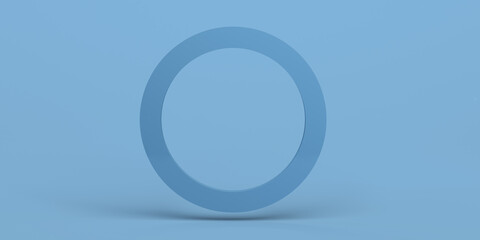 Abstract open circle on blue background. Ring. Banner. Background. Geometry. 3d illustration.
