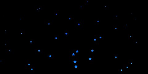 Dark BLUE vector background with small and big stars.