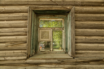 Old wooden house window