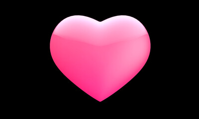 glossy candy pink heart shape with black background