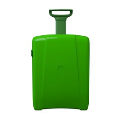 Green travel suitcase isolated on white background. 3d illustration.