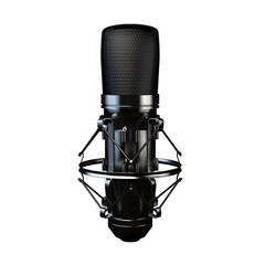 Black microphone isolated on white background. 3d illustration.
