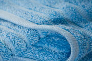 Close up detail blue bath towel