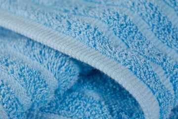 Close up detail blue bath towel