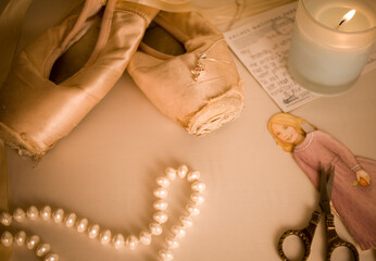 Girl background, pointe shoes