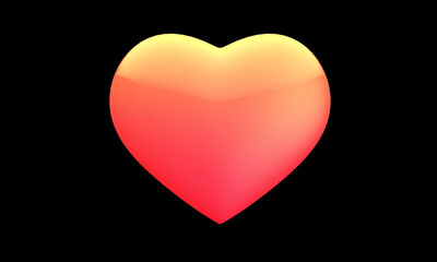 glossy orange and yellow heart shape with black background