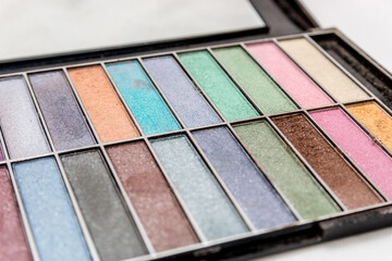 makeup, eyeshadow palette on a white background.